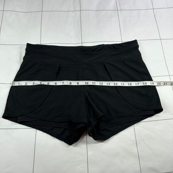 Athleta Shorts Womens Large Black Prism 2 in 1 Athletic Mesh Running Stretch Gym - Picture 8 of 11